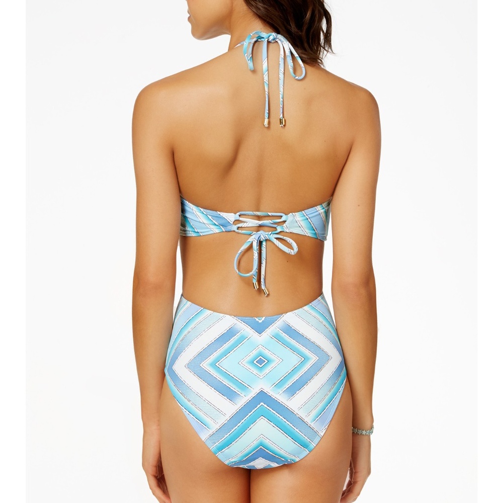 Bar III Printed Plunge Cutout Monokini One-Piece - Picture 2 of 3